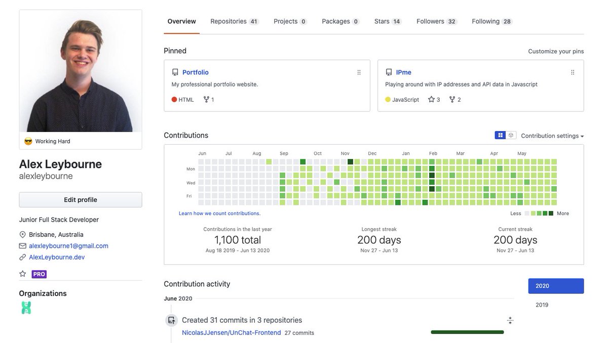 AlexLeybourne's tweet photo. D277/ #301DaysOfCode
200 days on #github !! The more I learn to code, the more I find that I still need to learn 😅 #Coding Is an endless journey of learning as everything constantly changes. The best way to learn is Practice 👨🏼‍💻
Challenge yourselves and do #100DaysOfCode https://t.co/x0fMImo1Li