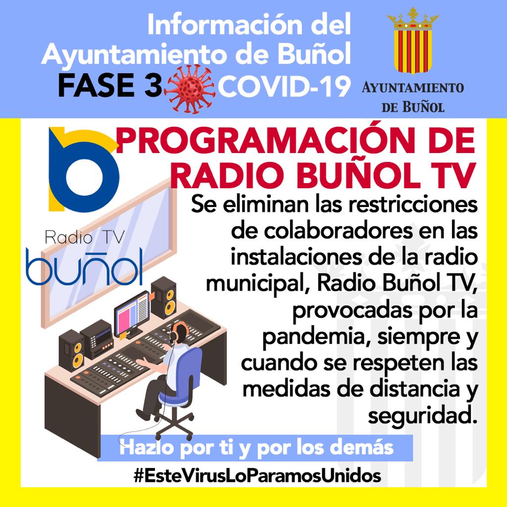 Novedades para la Fase 3 en Radio Buñol