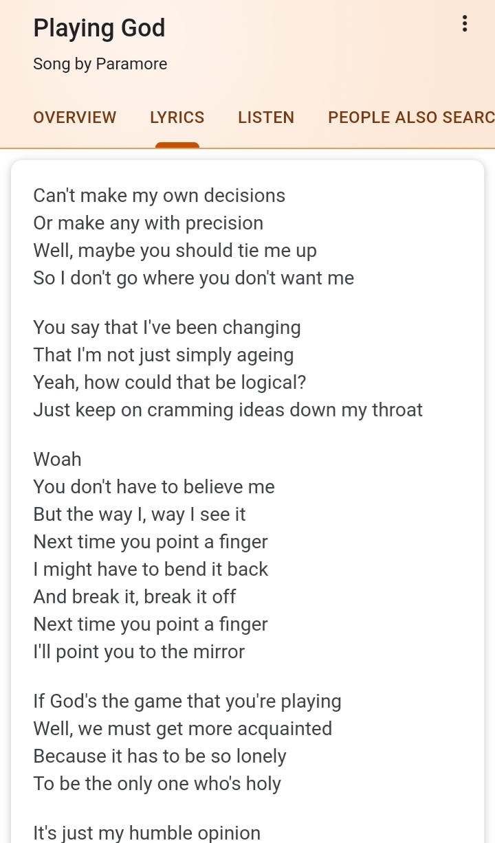 Playing God Paramore Lyrics