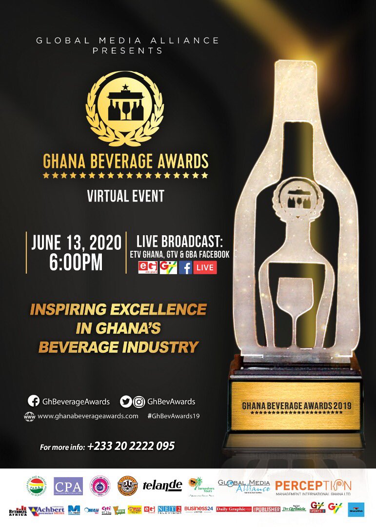#GhBevAwards19 by <a href="/Official_GMA/">GlobalMediaAlliance</a> tonight. Virtual event with live broadcast on <a href="/etvghana/">e.TV Ghana</a> @etv_ghana and supported by <a href="/PMIGhanaltd/">Perception Management International</a>. Don't miss it