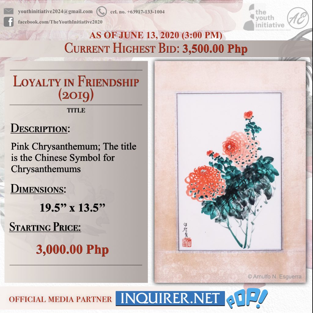 YI_2020's tweet photo. Here’s a closer look at three of the Mounted Paintings included in “Celebration For Saving Life”, an online auction of Mr. Esguerra’s watercolor masterpieces for the benefit of the country’s frontliners. To learn more, visit the original FB post here: https://t.co/j5efu2ISsi https://t.co/IcBYQGKAka