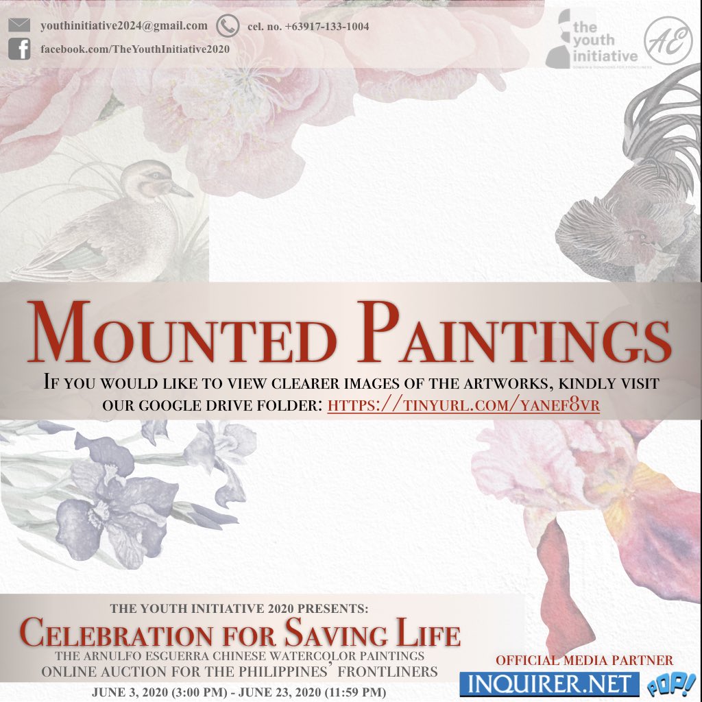 YI_2020's tweet photo. Here’s a closer look at three of the Mounted Paintings included in “Celebration For Saving Life”, an online auction of Mr. Esguerra’s watercolor masterpieces for the benefit of the country’s frontliners. To learn more, visit the original FB post here: https://t.co/j5efu2ISsi https://t.co/IcBYQGKAka