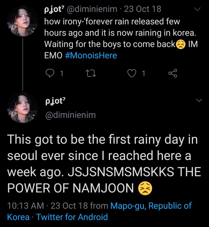 it rained when rm dropped the forever rain mv