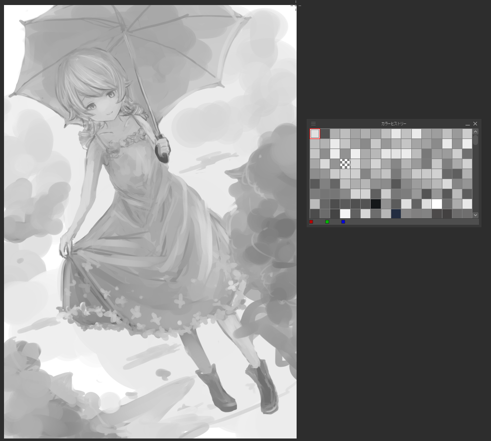 梅雨っぽい絵を描き始めたけど梅雨のうちに描き終われるだろか 