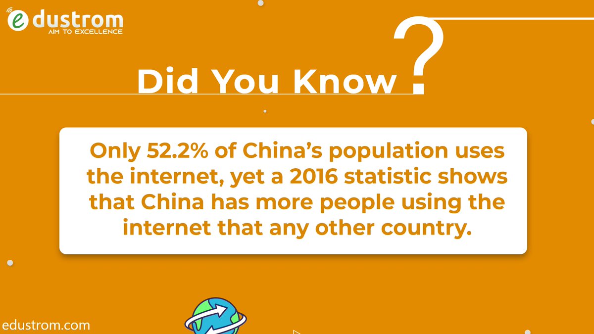 edustrom's tweet photo. Did You Know?
Only 52.2% of China’s population uses the internet, yet a 2016 statistic shows that China has more people using the internet that any other country.
 https://t.co/Y3ZDxEbLkO
#China #Chinese #chinapopulation #population #internet #chinastatistics #chinanews #edustrom https://t.co/fSBhqYzPAw