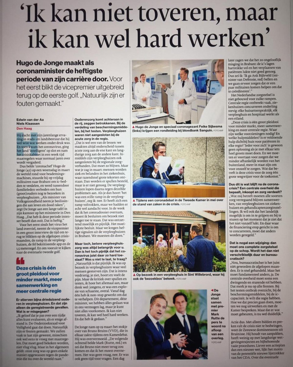''Deze crisis is één groot pleidooi voor minder markt, meer samenwerking en meer regie in de zorg.” Lees mijn interview met het <a href="/ADnl/">AD.nl</a> hier. 👉 
ad.nl/politiek/coron…