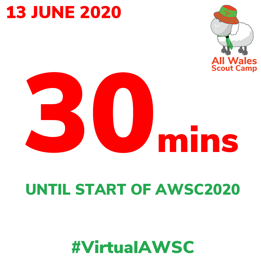 the_awsc's tweet photo. Less than 30 minutes until Virtual All Wales Scout Camp 2020 begins!
Join us at 10am for our Opening Ceremony!
You will find the Zoom link on your email along with the login details!
#VirtualAWSC https://t.co/MQOe9OxFym