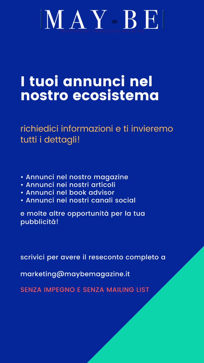 maybeadv's tweet photo. LA PUBBLICITÀ SU MISURA! Vuoi la tua pubblicità nel nostro magazine? Scrivici a Marketing@maybemagazine.it! #marketing #adv #pubblicitá #web #sitoweb #magazine @MayBeRedazione https://t.co/csSMeiGdIk