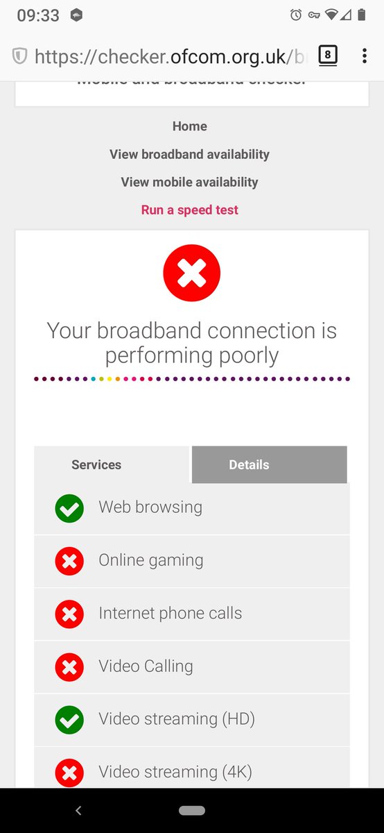 Murfalizer's tweet photo. Slow internet again this morning, here's the @Ofcom speed test for my @TalkTalk this morning https://t.co/FYBTMQRO0v