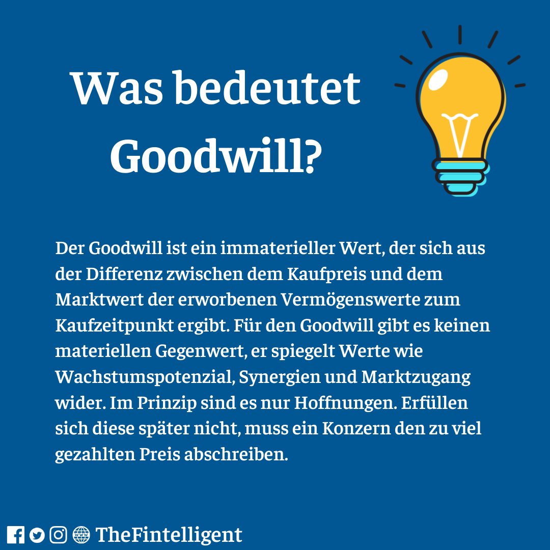 TheFintelligent's tweet photo. Beachtet ihr den Goodwill in eurer Aktienanalyse?

#investieren #dividende #trading #money #geld #invest #fx  #aktienfüranfänger #erfolg #börse #dax #money #börse #dividend #stock #index #aktientipps #rendite #fond #hedgefund #richdad #valueinvesting #finanzenimblick #erwartung https://t.co/9COyiljuFK
