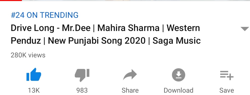 Vishaltarachan5's tweet photo. Wow #DriveLong is trending at #24 yupiee

Guys watch this song #MahiraSharma performed so well❤😻

@_MahiraSharma @Studiovideoder https://t.co/Qa3CFwYc77