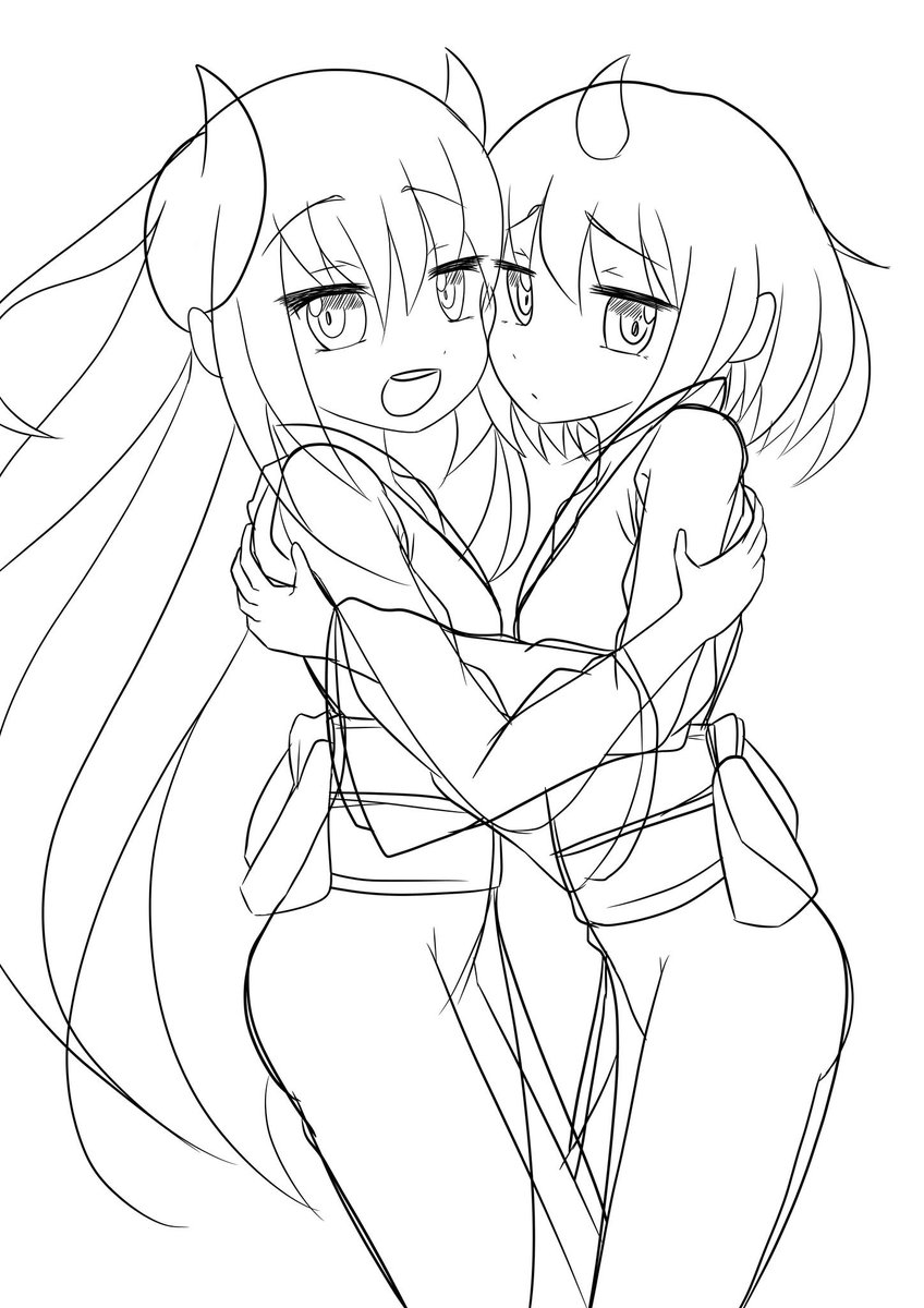 イラスト後日談 ポーズは向かいあって抱き合う感じでイメージして描きました 双 ハテナさん の漫画 イラスト後日談 ポーズは向かいあって抱き合う感じでイメージして描きました 双 ハテナさん の漫画