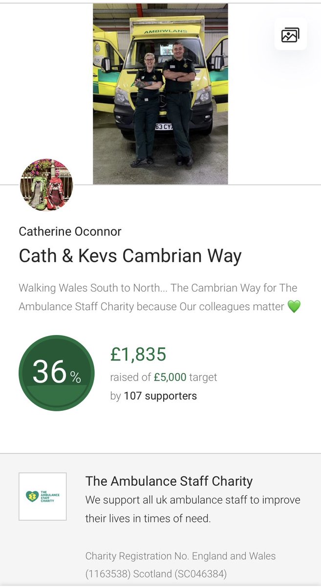 CathDolly's tweet photo. @KevinOc20631341 &amp; I are absolutely blown away with the continued support &amp; generosity of the people around us! Help us get to the £2,000 mark for our amazing charity!! 
💚🌈🚑 @TASCharity #tasc #walkingwales #thecambrianway 

https://t.co/cbE9VX363Q https://t.co/WqObBLewDR