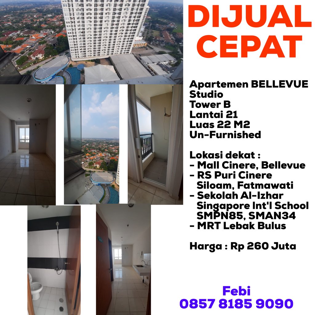 febifitrianti's tweet photo. #jualcepat #dijualcepat #hargamurah #hargamiring #apartemen #apartment #apartemenbellevue #mrtlebakbulus #properti #property #apartemendijual #dijualapartemen #milenial #kaummuda #pasanganmuda #apartemenmurah #apartemensiaphuni https://t.co/4SSjplw5r2