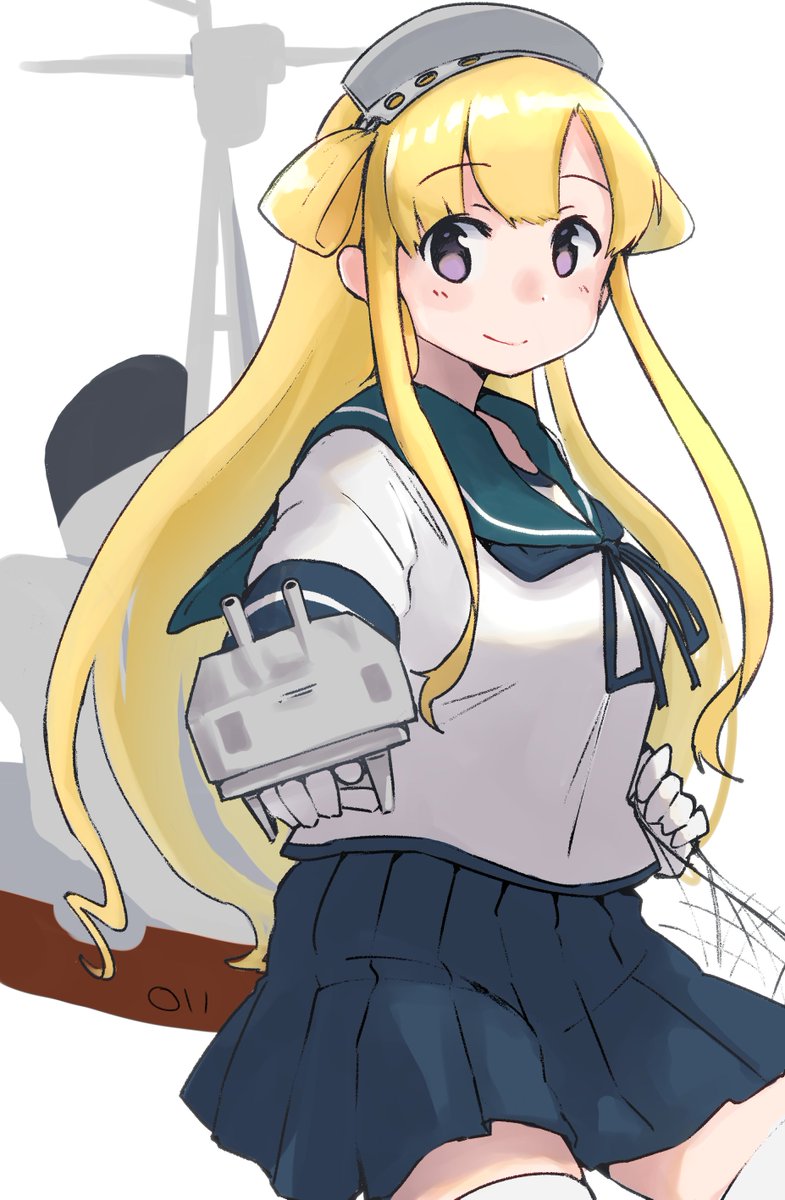fletcher (kancolle) 1girl long hair blonde hair serafuku skirt school uniform sailor collar  illustration images