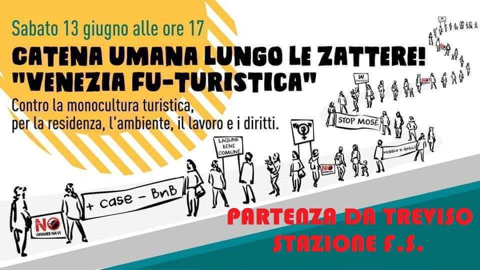 ChrisPeverieri's tweet photo. #Venezia | Oggi la catena umana lungo le Zattere "Venezia Fu-turistica". Contro le grandi navi e il modello di sfruttamento economico che distrugge l'ambiente, che fa scappare gli abitanti e che distrugge la socialità.
Per residenza, ambiente, avoro e diritti
#nograndinavi https://t.co/JwY8ojH8sY