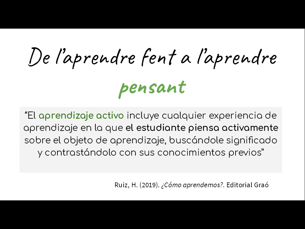 xarxaCb's tweet photo. 5a sessió coordinadores #xcb0
@MMonguillot cita @hruizmartin on posa en valor el passar del learning by doing (es centra únicament en el fer) a pensar sobre el que aprenem (aprenentatge conscient).
➡️ De l’aprendre fent a l’aprendre pensant.
Canviant la mirada de l'avaluació. https://t.co/LTVGFIbDcn