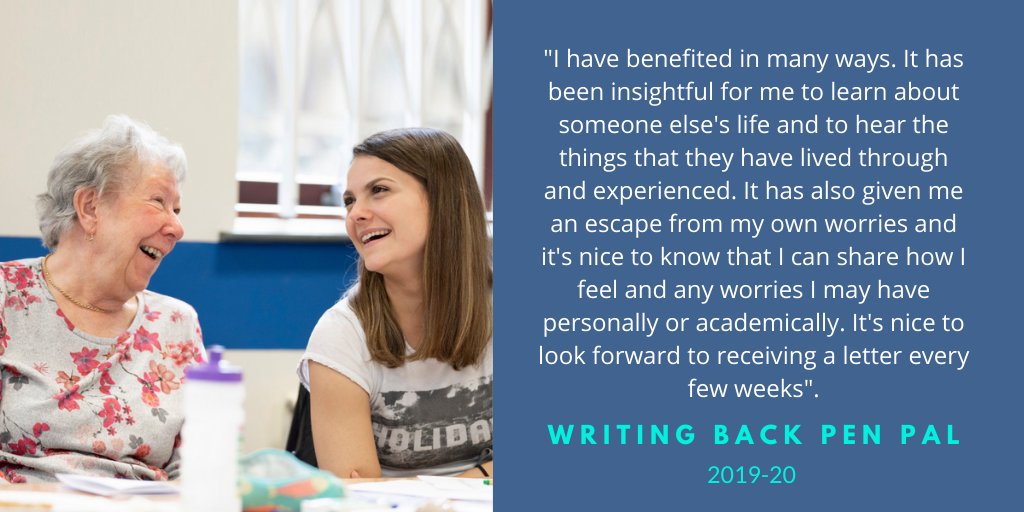 writing_back's tweet image. Our #WritingBack #penpals have enjoyed writing to one another again during 2019-20, with 50 returning older pen pals paired with 47 students. Particularly during COVID, putting pen to paper is a great way to still maintain contact✍️✉️. Find out more here: writingback.co.uk.