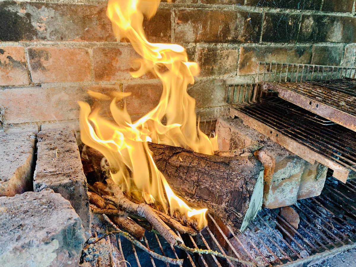 Proper Braai today. Butterflied lamb from @TheKnottedVine <a href="/BraaiOff/">Great British Braai Off</a> recipe marinading since last night and I even chopped up some wood 🔥