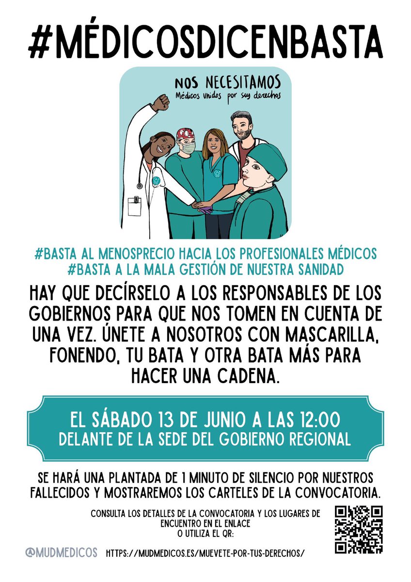 Por una mejor  # SanidadPública que valore a sus sanitarios
#medicosdicenbasta 
#batasblancas 
#sanidadenlucha