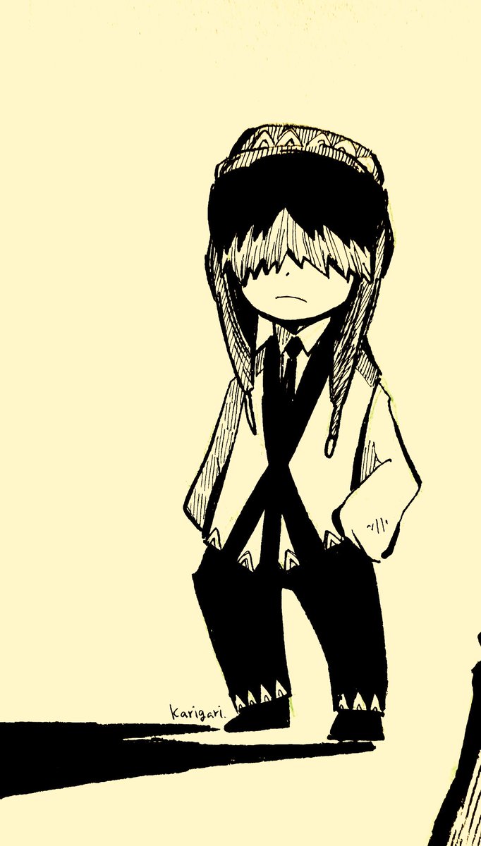 #お宅の両目隠れキャラを見せてください
何でも屋のメンバーの1人、サンタ(参汰)。前髪の毛先だけわざと染め分けてますが、地毛は黒。