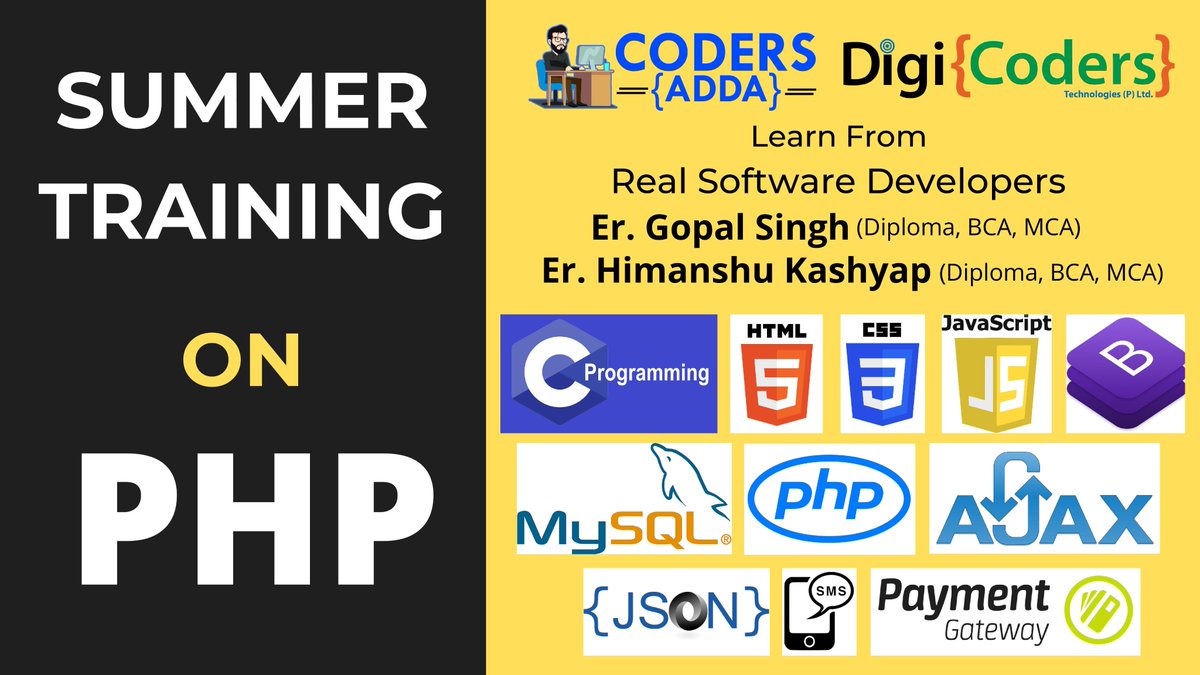 codersaddadct's tweet image. Online Summer Training की 1st बैच 15th जून, सोमवार से सुबह 10 बजे से शुरु होने जा रही है
Registration Link:- codersadda.com/Home/Registrat…
Payment Link:- paytm.me/OWk3-Hl
Call/Whatsapp:- 8081347355, 9140967607
Company- DigiCoders Technologies Private Limited Lucknow.