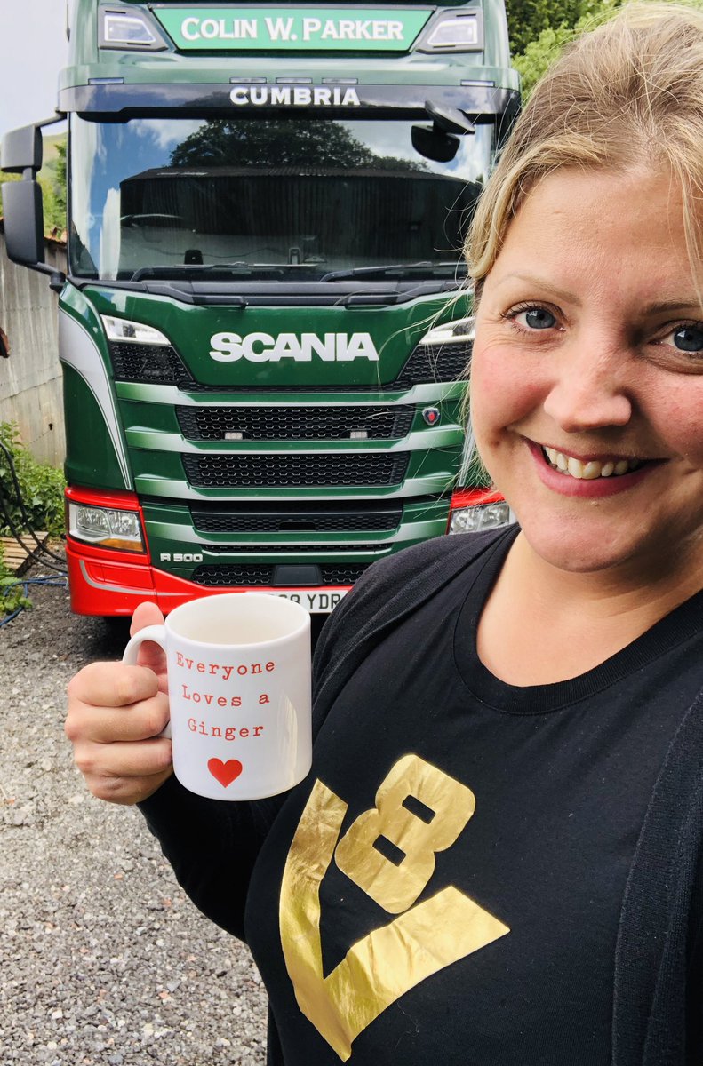 LizHoggarth's tweet photo. #straw sorted for winter with @cwparkerltd this morning. He even made me a #brew! Wouldn’t have his photo taken with me so I stood next to my favourite #wagon 😍 @ScaniaUK #milkyourmoments #everyonelovesaginger #v8 @milkyourmoment @dairyuk @TheAHDB 🥛 https://t.co/ujYxcaIiNf