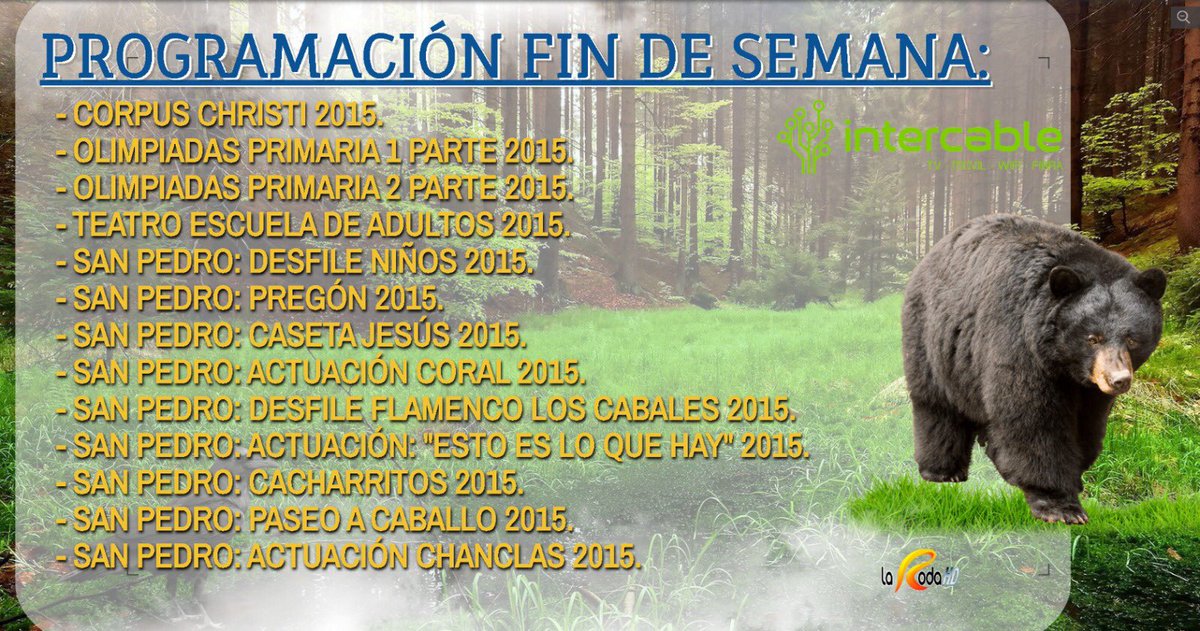 intercablefibra's tweet photo. Programación para este fin de semana, en tu televisión local, #larodatv  #intercablesiemprecontigo https://t.co/Mmh9Bae57O