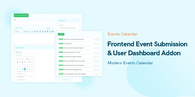 #blogengage MEC Frontend Event Submission &amp; User #Dashboard Addon <a href="/webnus/">Webnus Co.</a> webnus.net/frontend-event… RT <a href="/blogengage/">Blog Engage</a>