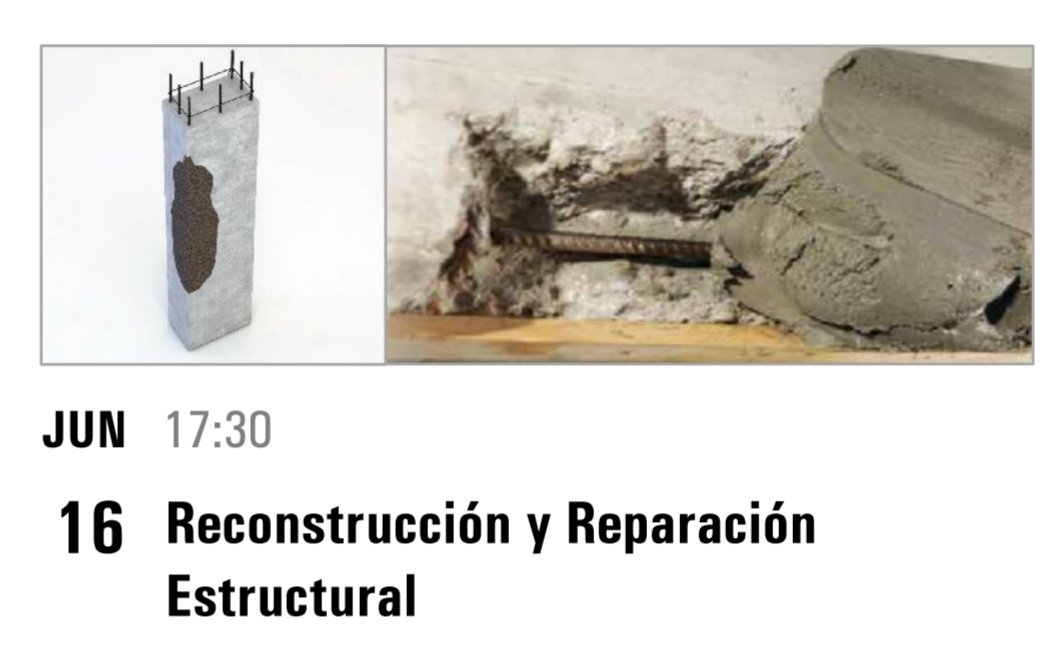 Dia 16 de junio a las 17:30
#Recontruccion y #reparacion #estructural
us02web.zoom.us/webinar/regist…
#hormigon #carbonatacion #corrosion #cloruros #UneEn1504