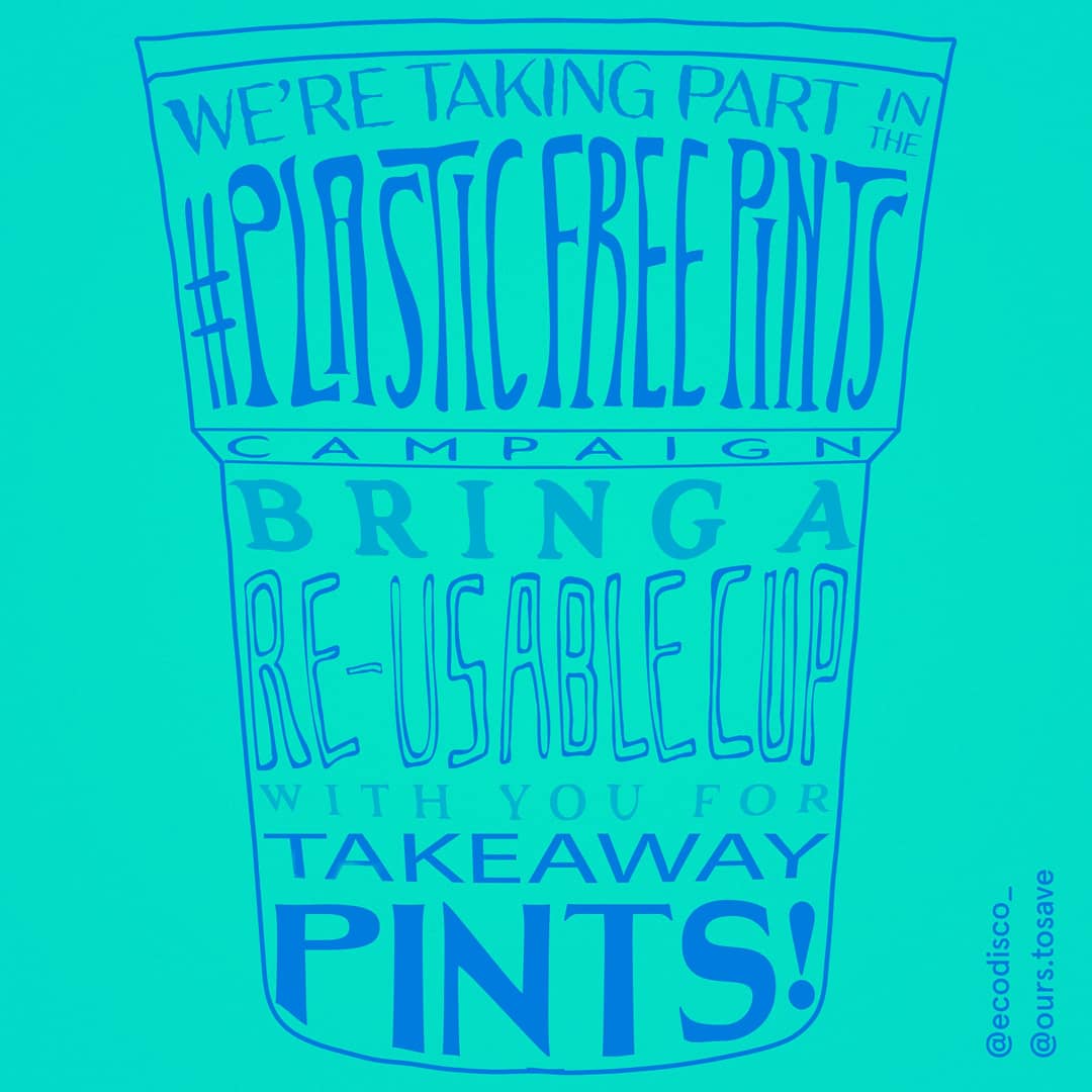 ECODISCO1's tweet photo. #plasticfreepints
1. Bring your own reusable cup or container when buying your takeaway pint from the pub.
2. Take a pic; tag @ecodisco_ and @ours.tosave and #plasticfreepints; upload to Instagram.
3. Tag 5 of your mates and get them to do the same 🍻
#londonpubs #ecodisco https://t.co/tEt1M7qj2V