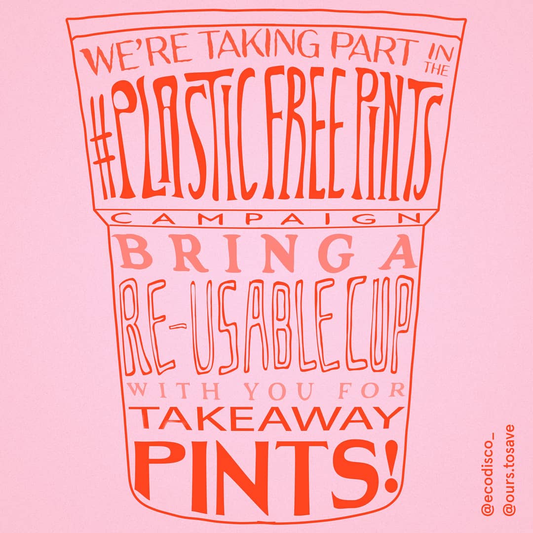 ECODISCO1's tweet photo. #plasticfreepints
1. Bring your own reusable cup or container when buying your takeaway pint from the pub.
2. Take a pic; tag @ecodisco_ and @ours.tosave and #plasticfreepints; upload to Instagram.
3. Tag 5 of your mates and get them to do the same 🍻
#londonpubs #ecodisco https://t.co/tEt1M7qj2V