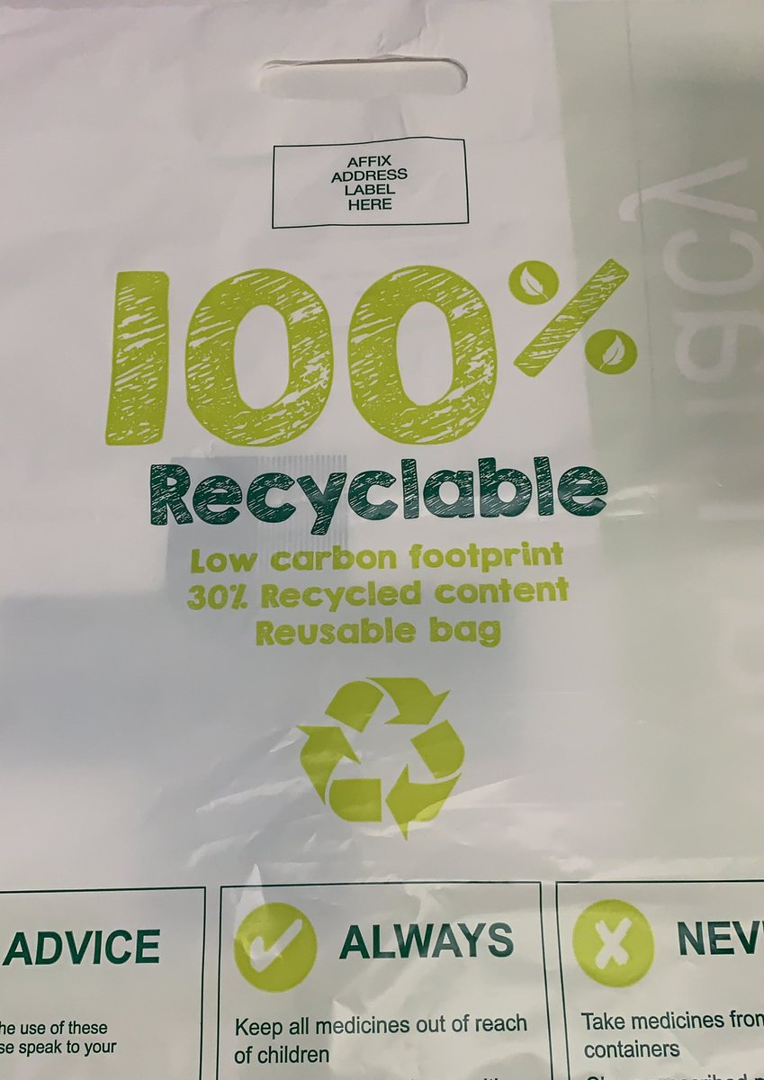 Very pleased to see on my Saturday shift that we now have 100% recyclable TTA bags to send home with our patients!! 🎉🎉