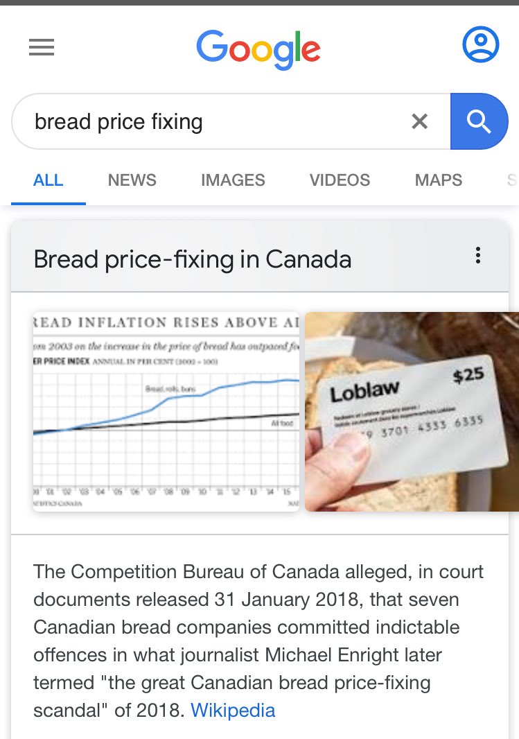 Pay collusion? 👇 Given Loblaw Cos. Ltd. recent decision to eliminate $2/hr #COVID19 pay premium, it’s important to remember the great CDN bread price-fixing scandal (2001-2015). Loblaw (George Weston Ltd.) Sobey’s Metro Walmart GT Stores #cdnpoli business.financialpost.com/news/retail-ma…
