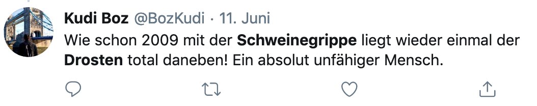 Kritiker der Maßnahmen zur Coronaeindämmung schießen sich gerne auf Prof.  #Drosten ein, dem sie vorwerfen, schon bei der  #Schweinegrippe danebengelegen zu haben. Belegt wird das in der Regel nicht weiter. 1
