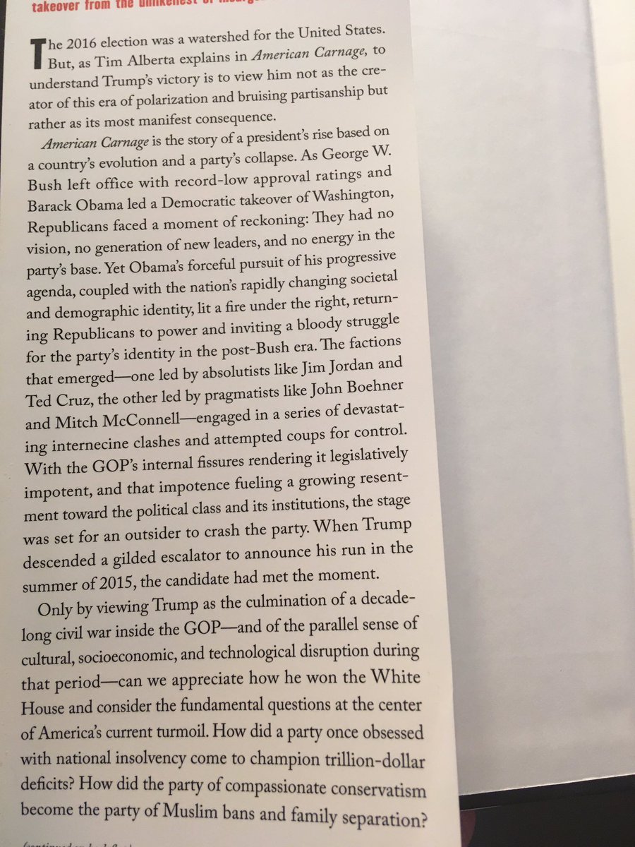 Suggestion for June 13 ... American Carnage: On the Front Lines of the Republican Civil War and the Rise of President Trump (2019) by Tim Alberta.