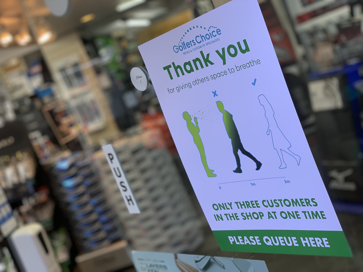 GolfersChoiceUK's tweet photo. Thank you @PrintProjLtd for the Covid19 Compliant Signage in store 👍 #shopLocal #SupportLocalBusinesses #Northampton https://t.co/uWA6khddEv