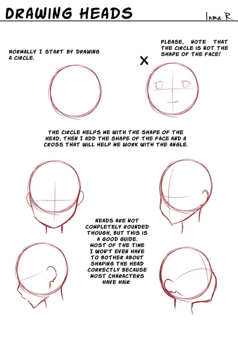 A super simple head (face?) tutorial I made back in 2017. I just remembered about it today because I was asked if I ever made such a thing, so I thought I'd share. There are some things I would edit from these drawings, but I hope you get the overall idea ;;;; 