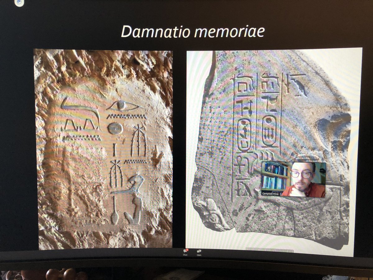archaeoresearch's tweet photo. @EgyptMcr talking about ritual damage of Senenmut dedications in his talk at the @TheEES #CollectionsFromHome study day. https://t.co/ngzjBilwxj