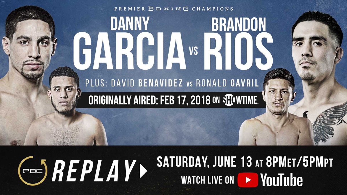 premierboxing's tweet photo. 🥊: #GarciaRios — #PBCReplay
📅: TONIGHT
⏰: 8 pm ET/5 pm PT
📲: PBC's YouTube Channel & Facebook page https://t.co/nncviFPvxS