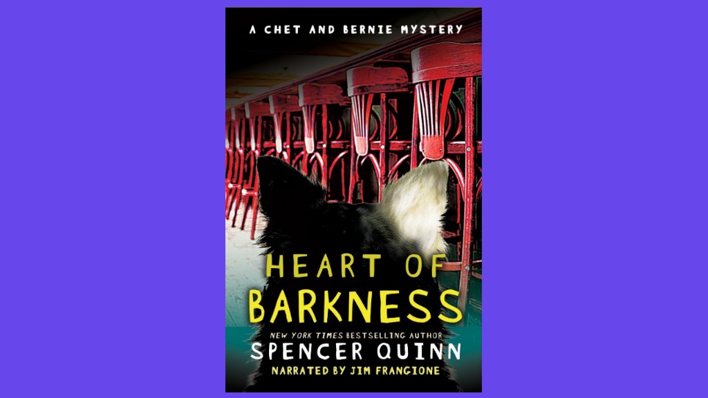 a book cover featuring a a darkened shadow side profile of a dog