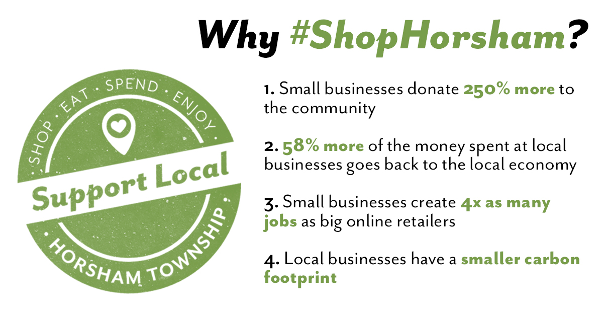 Why #ShopHorsham? We can think of a few reasons! 🛍️

A little less than three weeks left to #ShopHorsham and enter to win a gift-card to a Horsham Township business or restaurant of your choice! Learn how to participate here: ow.ly/9mdA50A6rP3