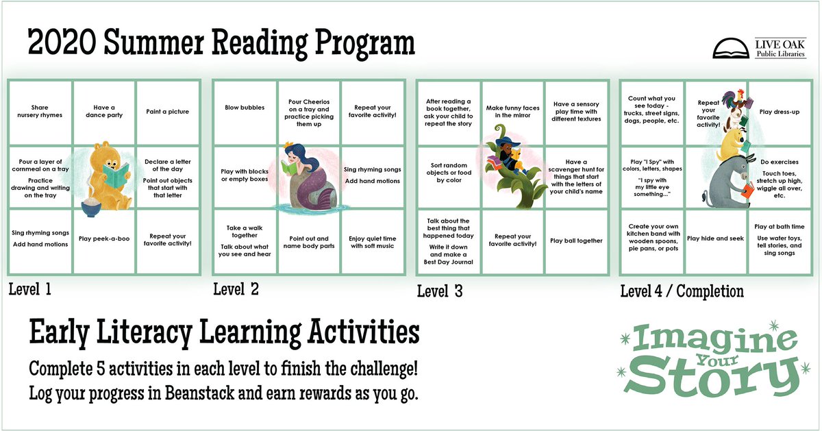 liveoakpl's tweet photo. Join the adventure with Summer Reading challenges for all ages: little ones can discover learning activities, youth can strengthen reading skills, and adults can explore great books. Start today at https://t.co/MZ8NM06Gr5 !
#ImagineYourStory #LibrariesImagine https://t.co/lo59o5vrbJ