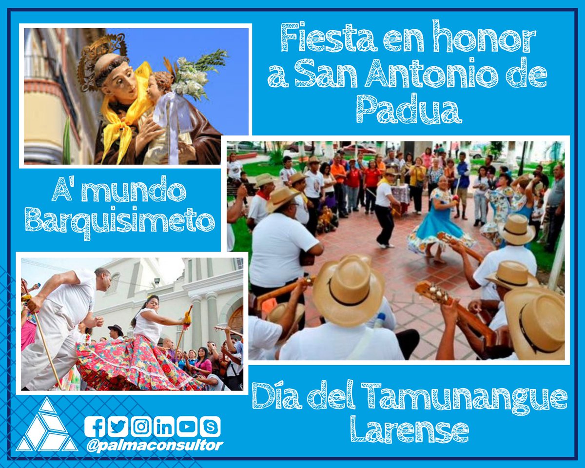 palmaconsultor's tweet photo. El tamunangue es una tradición folklórica que según algunos es la unión de tres culturas: la indígena jirajara, la española, la africana.
#Tamunangue #SanAntonio #SanAntonioDePadua #DiaDeSanAntonio #Palma #PalmaConsultor #PalmaGroup #TeamPalma #Barquisimeto #Lara #Venezuela https://t.co/oN7GgbHDOH