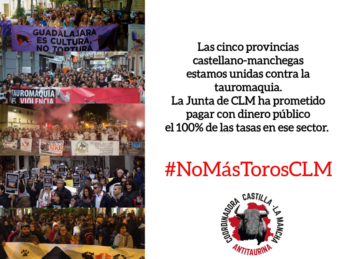 Castilla - La Mancha somos TOD@S y no queremos toros!! Salvo que sea para observarlos libres y dignos en nuestras dehesas!! <a href="/garciapage/">Emiliano García-Page</a> <a href="/gobjccm/">Gobierno de Castilla-La Mancha</a> cesen en su intento de rescatar al sector taurino! #NoMásTorosCLM 🐃🐄🐎🐂