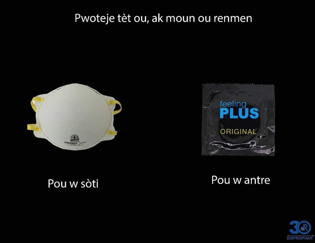 dispropharsa's tweet photo. Mete mas ou se proteje tèt ou, se proteje moun ou renmen. Pandan nap di sa, Disprophar tou raplé’w ke lap distribuye yon prodwi ki pou toujou ak ou tou, li rele Feeling Plus Kapot. Li proteje’w, li proteje moun ou renmen e li kapab evite’w fè pitit lè’w poko pare https://t.co/IqnZAAb94L