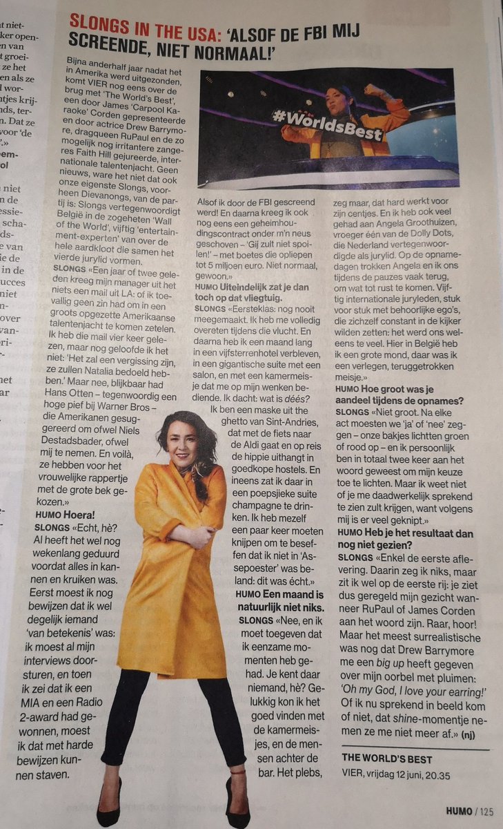 Dievanongs_News's tweet photo. Our living legend, de legendarische Queen #Slongs @dievanongs staat in het tijdschrift 'Humo' van Dinsdag 9 juni 2020 (beschikbaar tot 15 juni) met een super mooi interview over 'The World's Best' 🇧🇪🇺🇲💕❣️ https://t.co/O8LW6wMBAZ