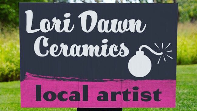 LoriDawnCeramic's tweet photo. Working on my temporary sign for ... my new micro gallery! 🖤💗 Hoping to open by July 4th... the plague set me back a bit. More details soon!! #loridawn ceramics #poisonberrygallery #gallery #microgallery #comingsoon https://t.co/9u4QhMkHCM