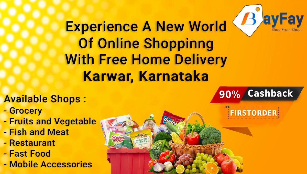BayFay's tweet photo. Experience a new world of online shopping🛍️.
#bayfay #onlineshopping #karwar #karnataka #allshop #offer #reward #discount #cashback #grocery #vegetables #fruits #fish #meat #mobile #fastfood #biriyani https://t.co/t2UroKMkow