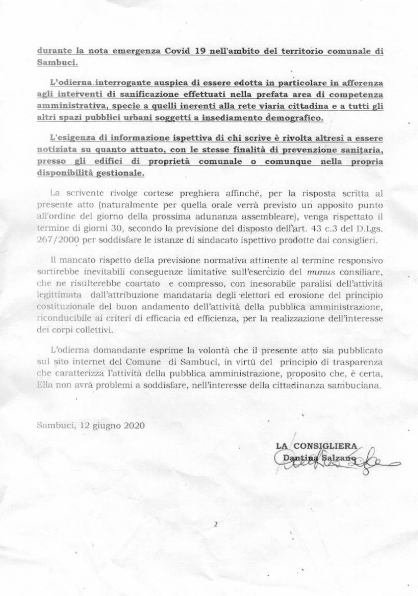 antondepierro's tweet photo. Il nostro impegno nei comuni in cui nostri eletti sono presenti in consiglio comunale continua incessante. Questa è un'interrogazione della #capogruppo Dantina #Salzano a #Sambuci (#Roma) sulla prevenzione #Covid_19. #coronavirus #italiadeidiritti #conte #meloni #Salvini https://t.co/naaV77JCOe